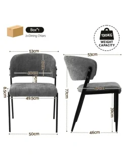 Artiss Artiss Dining Chairs Set of 2 Linen Fabric Soft Upholstered Chairs Grey