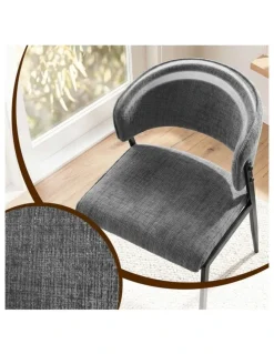 Artiss Artiss Dining Chairs Set of 4 Linen Fabric Soft Upholstered Chairs Charcoal