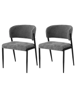 Artiss Artiss Dining Chairs Set of 4 Linen Fabric Soft Upholstered Chairs Charcoal