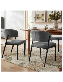 Artiss Artiss Dining Chairs Set of 4 Linen Fabric Soft Upholstered Chairs Grey