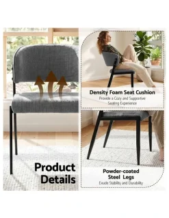 Artiss Artiss Dining Chairs Set of 4 Linen Fabric Soft Upholstered Chairs Grey