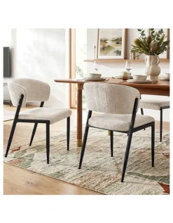 Artiss Artiss Dining Chairs Set of 4 Linen Fabric Soft Upholstered Chairs Beige