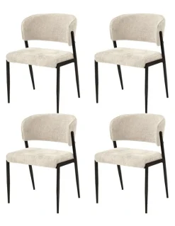 Artiss Artiss Dining Chairs Set of 4 Linen Fabric Soft Upholstered Chairs Beige