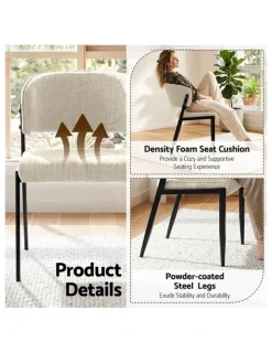 Artiss Artiss Dining Chairs Set of 4 Linen Fabric Soft Upholstered Chairs Beige