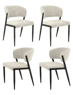 Artiss Artiss Dining Chairs Set of 4 Linen Fabric Soft Upholstered Chairs Beige