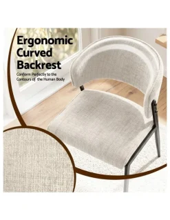 Artiss Artiss Dining Chairs Set of 4 Linen Fabric Soft Upholstered Chairs Beige