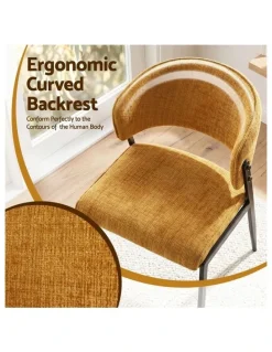 Artiss Artiss Dining Chairs Set of 4 Linen Fabric Soft Upholstered Chairs Mustard