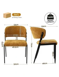 Artiss Artiss Dining Chairs Set of 4 Linen Fabric Soft Upholstered Chairs Mustard