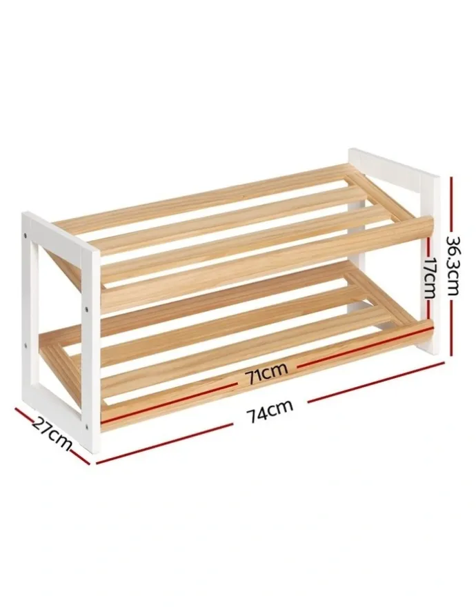 Artiss Artiss Shoe Rack 2 Tier 6 Pairs White Kara