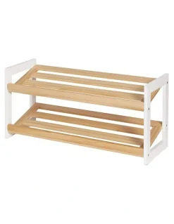 Artiss Artiss Shoe Rack 2 Tier 6 Pairs White Kara