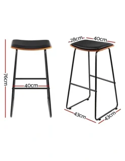 Artiss Artiss 4x Bar Stools Leather Padded Metal