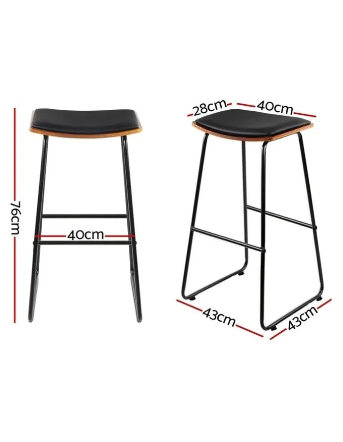 Artiss Artiss 4x Bar Stools Leather Padded Metal