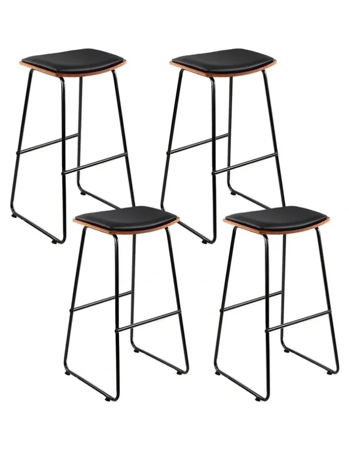 Artiss Artiss 4x Bar Stools Leather Padded Metal