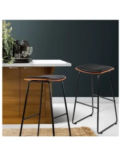 Artiss Artiss 4x Bar Stools Leather Padded Metal