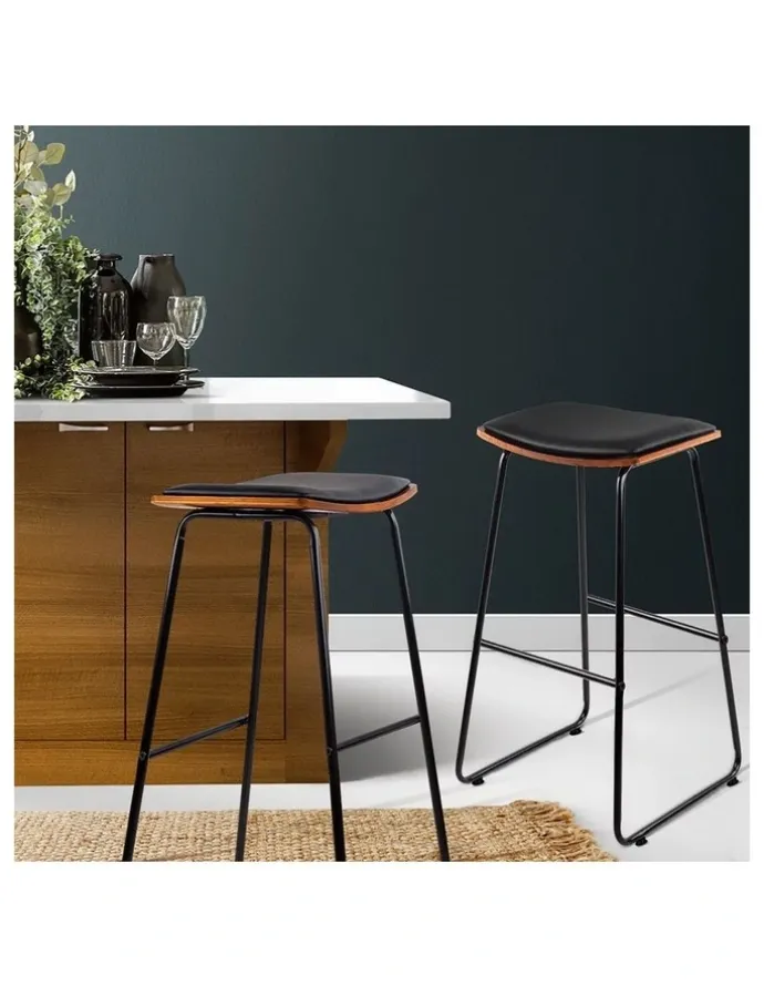 Artiss Artiss 4x Bar Stools Leather Padded Metal