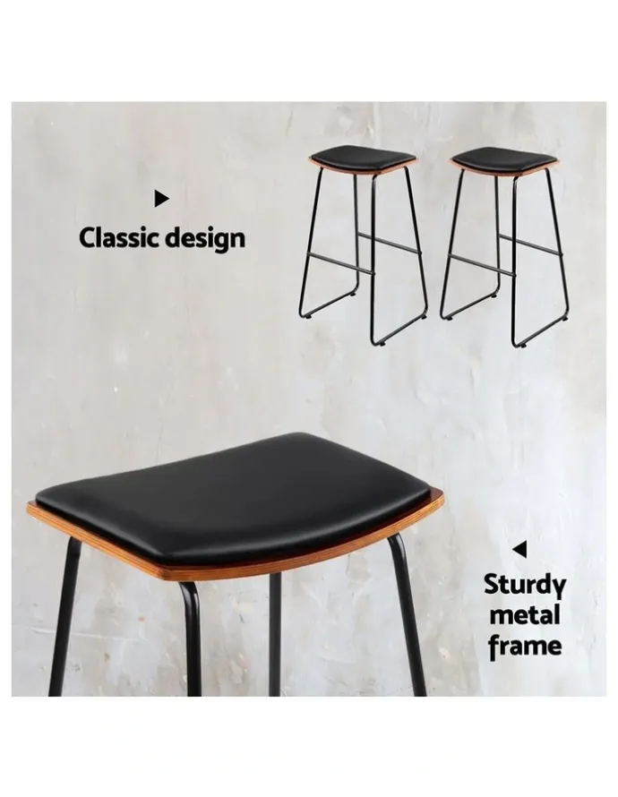 Artiss Artiss 4x Bar Stools Leather Padded Metal