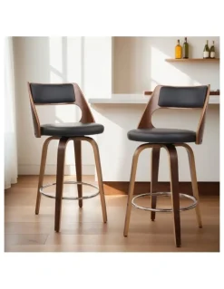 Artiss Artiss 4x Bar Stools Swivel Leather Chair 65cm