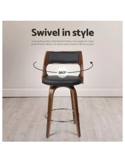 Artiss Artiss 4x Bar Stools Swivel Leather Chair 65cm