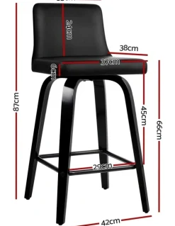 Artiss Bar Stools x4 Swivel Stool Kitchen Chairs in Black