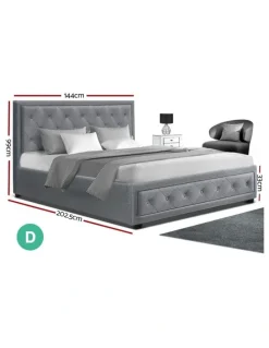 Artiss Bed Frame Double Size Gas Lift Grey TIYO