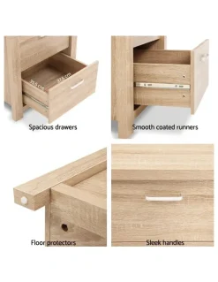 Artiss Bedside Table Beige Wood