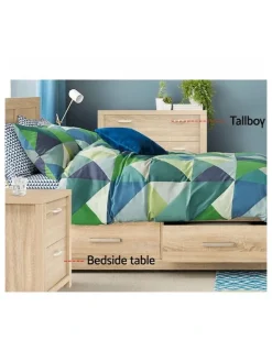 Artiss Bedside Table Beige Wood