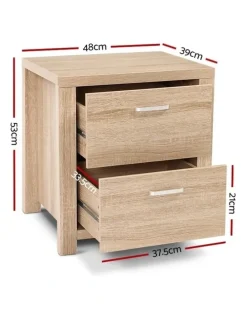 Artiss Bedside Table Beige Wood