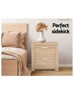 Artiss Bedside Table Beige Wood
