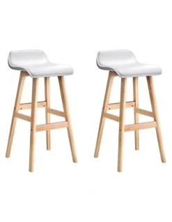 Artiss Bentwood x2 Kitchen Bar Stools in White