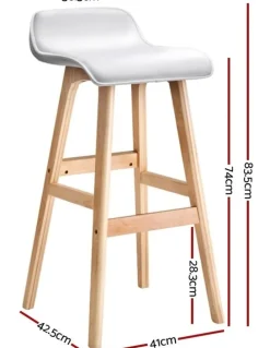 Artiss Bentwood x2 Kitchen Bar Stools in White