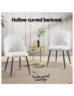 Artiss Boucle Sherpa Dining Chair 1 Set of 4 in White
