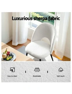 Artiss Boucle Sherpa Dining Chair 1 Set of 4 in White