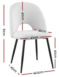 Artiss Boucle Sherpa Dining Chair 1 Set of 4 in White