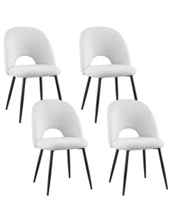 Artiss Boucle Sherpa Dining Chair 1 Set of 4 in White