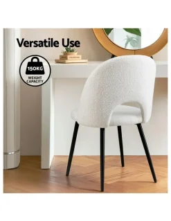 Artiss Boucle Sherpa Dining Chair 1 Set of 4 in White