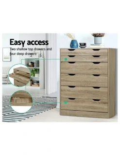 Artiss 6 Chest of Drawers Tallboy Dresser Table in Oak