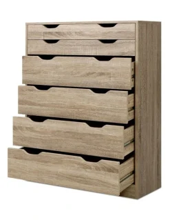 Artiss 6 Chest of Drawers Tallboy Dresser Table in Oak