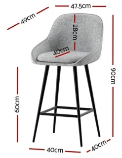 Artiss Counter Seat Bar Stools x2 in Grey