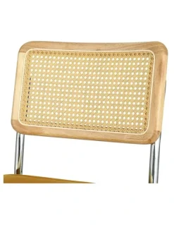 Artiss Dining Chairs Velvet Rattan Cantilever Set of 2 in Yellow
