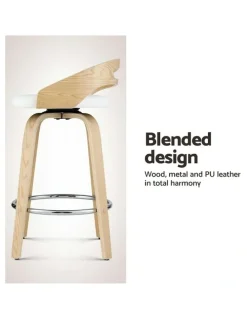 Artiss Dining Chairs Wooden Swivel Bar Stools x2 in White
