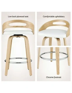 Artiss Dining Chairs Wooden Swivel Bar Stools x2 in White