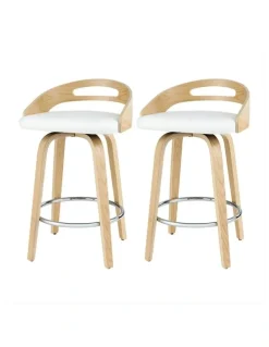 Artiss Dining Chairs Wooden Swivel Bar Stools x2 in White