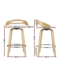 Artiss Dining Chairs Wooden Swivel Bar Stools x2 in White