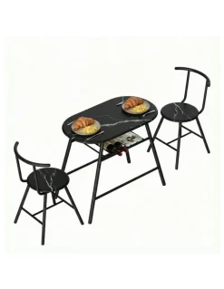 Artiss Dining Table Set 3 Pieces in Black Marble