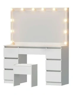 Artiss Dressing Table 12 Led Bulbs in White