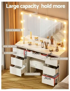 Artiss Dressing Table 12 Led Bulbs in White
