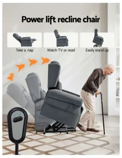 Artiss Electric Recliner Chair Power Lift Massage Heated Recliner Sofa in Grey