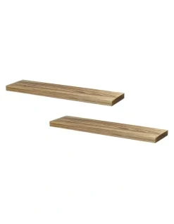 Artiss Floating Wall Shelf 90cm Set of 2 in Brown