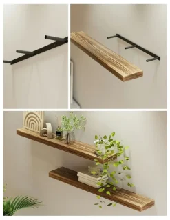 Artiss Floating Wall Shelf 90cm Set of 2 in Brown