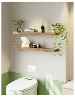 Artiss Floating Wall Shelf 90cm Set of 2 in Brown